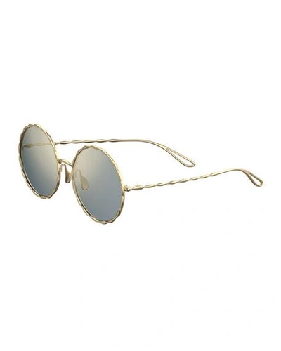 Elie Saab Mirrored Round Gold-plated Sunglasses In Bronze