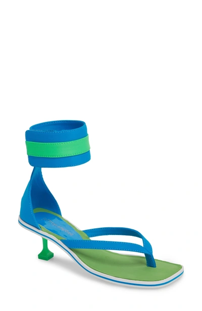 Jeffrey Campbell Dribble Cuff Pedestal Sandal In Green Blue Neoprene Combo
