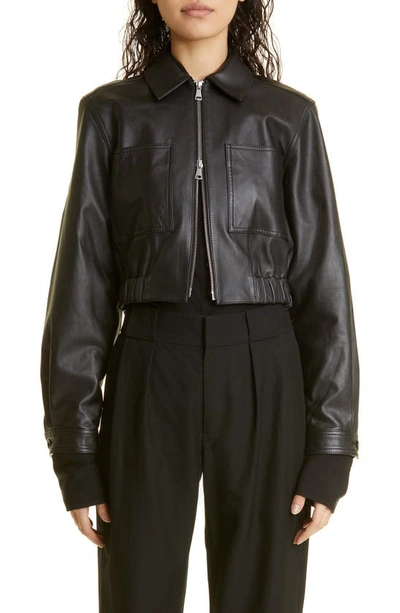 Proenza Schouler White Label Cropped Leather Jacket In Black