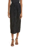 Ulla Johnson Dioni Plisse Satin Midi Skirt In Noir