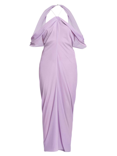 Jw Anderson Cold-shoulder Maxi Dress In Lilac