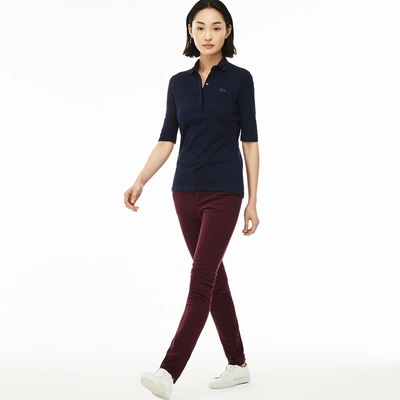 Lacoste Women's Slim Fit Stretch Cotton Denim Jeans In Bordeaux