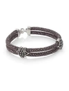 Stinghd Men's Black Diamond, Silver & Stingray Peaked Wrap Bracelet In Grey