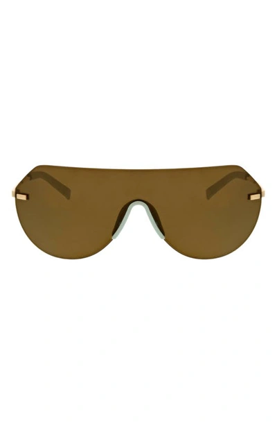 Hurley Angled Iconic Shield Sunglasses In Blue/ Gold