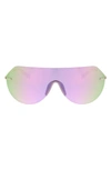 Hurley Angled Iconic Shield Sunglasses In Lilac/ Silver