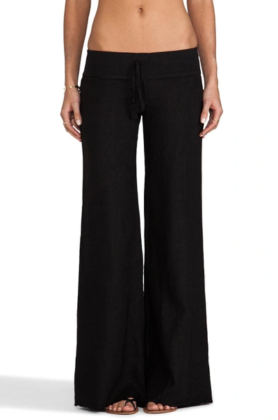 Krisa Wide Leg Linen Pant In Black