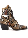 Chloé Rylee Python-print Leather Ankle Boots In Multicolor Purple 1