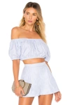 Mds Stripes X Revolve Off Shoulder Top In Baby Blue