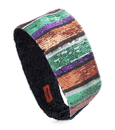 Missoni Sequined Striped Headband In Multicoloured