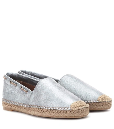 Brunello Cucinelli Metallic Leather Espadrilles In Blue