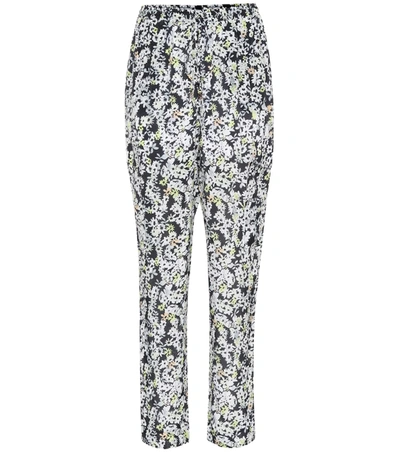 See By Chloé Floral-print Crepe De Chine Straight-leg Pants In Black