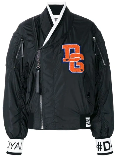 Dolce & Gabbana Varsity Bomber Jacket In Black