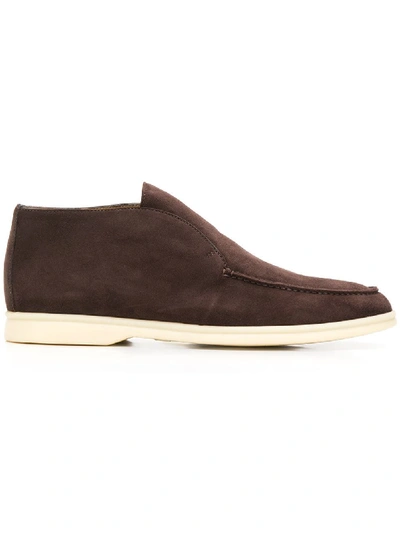 Loro Piana Open Walk Suede Boots In Brown