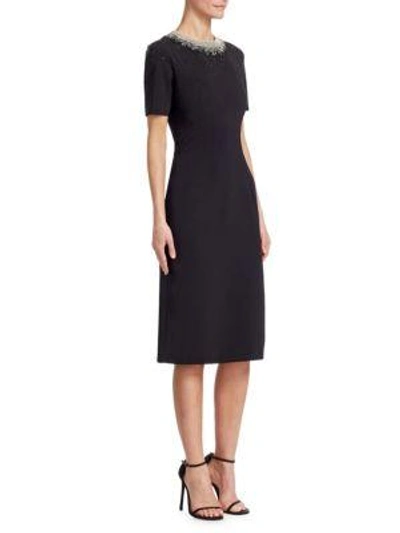 Ahluwalia Ginni Embellished-neck Sheath Dress In Jet