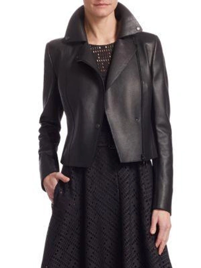 Akris Punto Perforated Leather & Jersey Jacket In Black