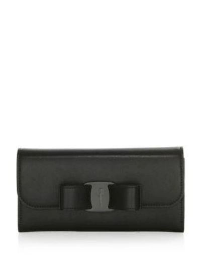 Ferragamo Vara Leather Wallet In Black