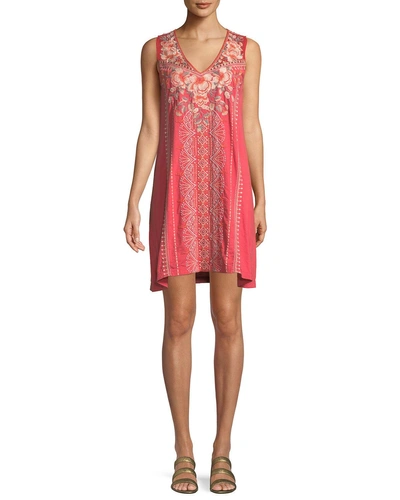 Johnny Was Calida Sleeveless Embroidered Tank Tunic, Plus Size In Dusty Coral