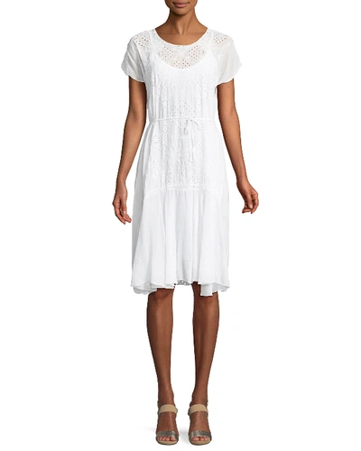 Johnny Was Mixed Berry Georgette Short-sleeve Shift Dress, Plus Size In White