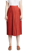 Vince High-waist Pleated Culotte Pants In Paprika