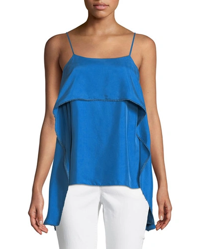 Halston Heritage Popover Satin Camisole In Sapphire