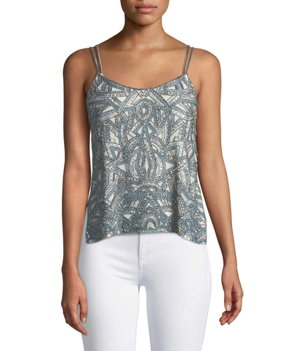 Haute Hippie Soleil Embellished Side-button Cami Top In Swan