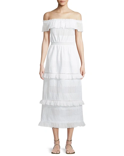 Kisuii Bar Off-shoulder Cotton Maxi Dress In White