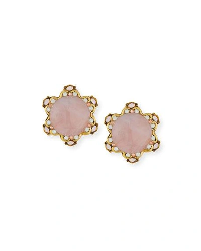 Jose & Maria Barrera Rose Quartz Button Clip-on Earrings In Pink