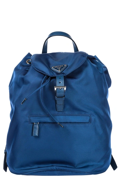 Prada Men's Nylon Rucksack Backpack Travel In Blue