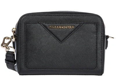 Karl Lagerfeld Women's Leather Cross-body Messenger Shoulder Bag In Black