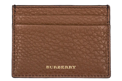 Burberry Men's Genuine Leather Credit Card Case Holder Wallet Sandon In Brown