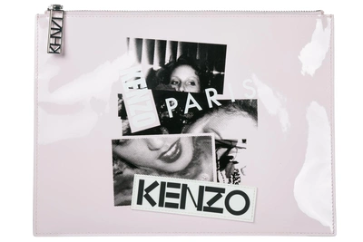 Kenzo Women's Leather Clutch Handbag Bag Purse In Pink