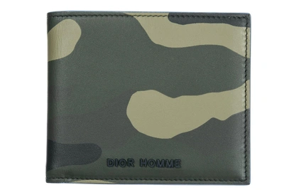 Dior Men's Genuine Leather Wallet Credit Card Bifold In Green