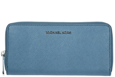 Michael Kors Women's Wallet Coin Case Holder Purse Card Bifold  Jet Set Travel Za Continental In Blue