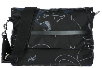 Valentino Garavani Men's Nylon Cross-body Messenger Shoulder Bag In Black