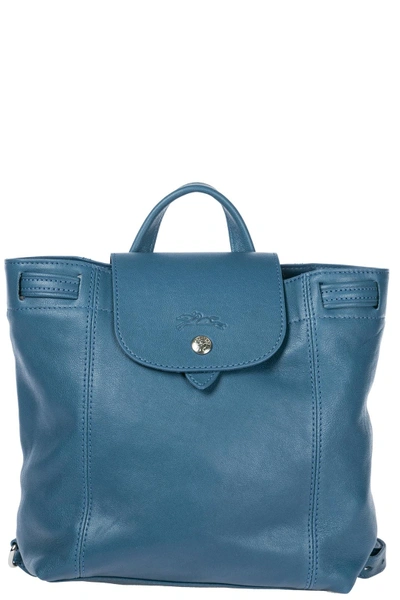 Longchamp Leder Rucksack Damen Tasche Schulrucksack In Light Blue
