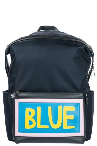 Fendi Men's Nylon Rucksack Backpack Travel  Santander In Blue