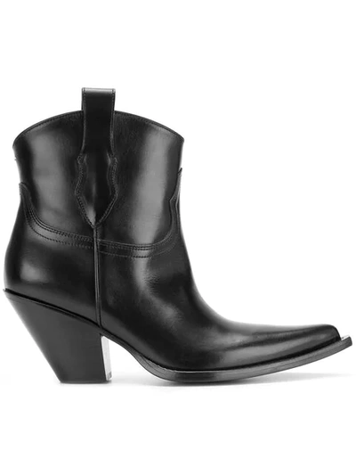 Maison Margiela Western Leather Ankle Boots In Black