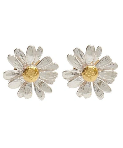 Alex Monroe Silver And Gold-plated Daisy Stud Earrings In Silver And Gold