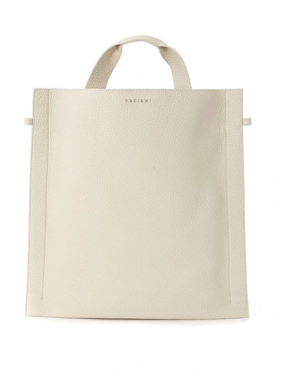 Orciani Avory Tumbled Leather Bag In Bianco