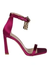 Stuart Weitzman Women's 100fringesquarenudist Satin Embellished High Heel Ankle Strap Sandals In Grape