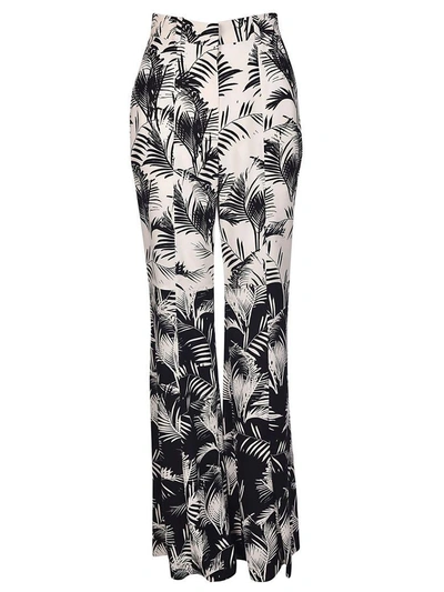 Sonia Rykiel Palm Print Flared Trousers In Black-white
