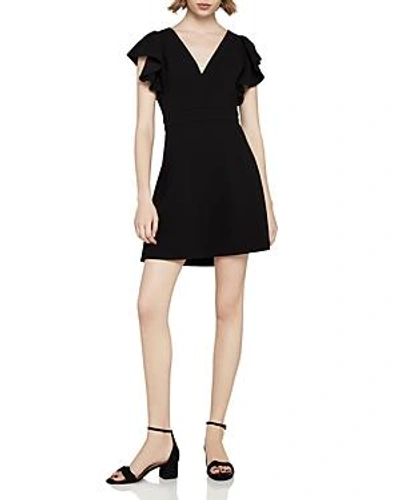 Bcbgeneration Ruffle-sleeve Fit-and-flare Dress In Black