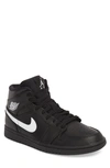 Nike 'air Jordan 1 Mid' Sneaker In Black/ Black/ White