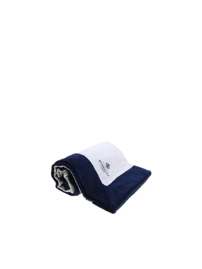 Luigi Borrelli Logo Towel In Blue/white