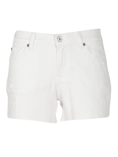 7 For All Mankind Mid Rise Shorts In Bianco