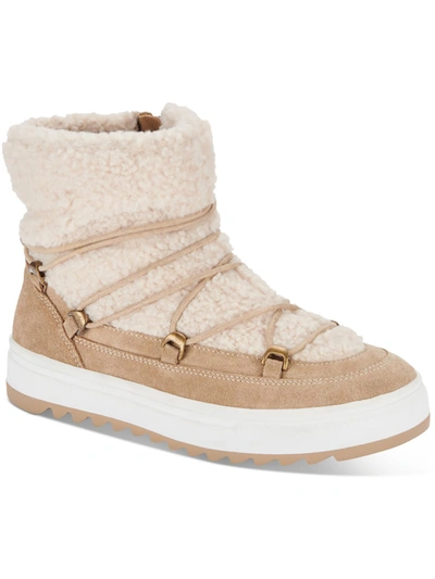 Aqua College Sachi Womens Suede Faux Fur Winter & Snow Boots In Beige