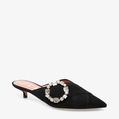 Bally Celmira Women's 6223332 Black Kid Suede Buckle Mules In Multi