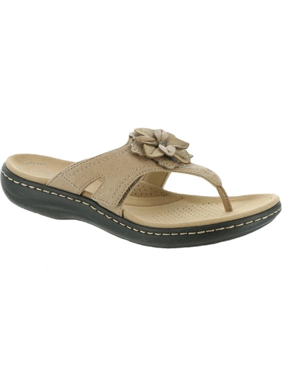 Clarks Laurieann Womens Faux Leather Flip-flops Thong Sandals In Beige