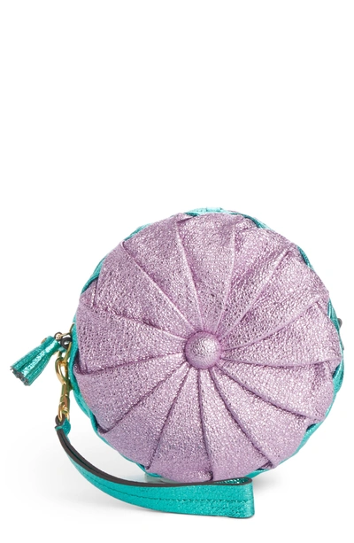 Anya Hindmarch Circle Pillow Metallic Leather Clutch - Pink In Iris