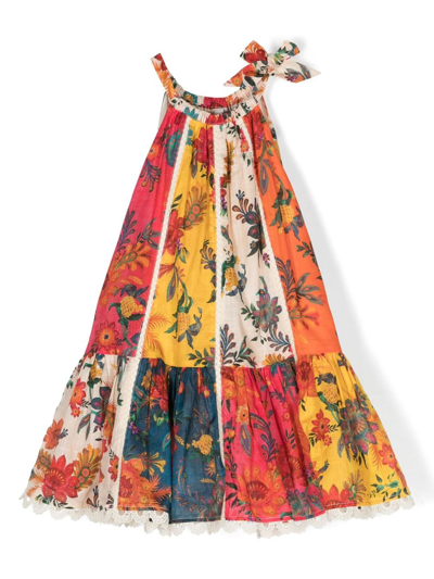 Zimmermann Kids Ginger Printed Halterneck Cotton Dress In Multi Print